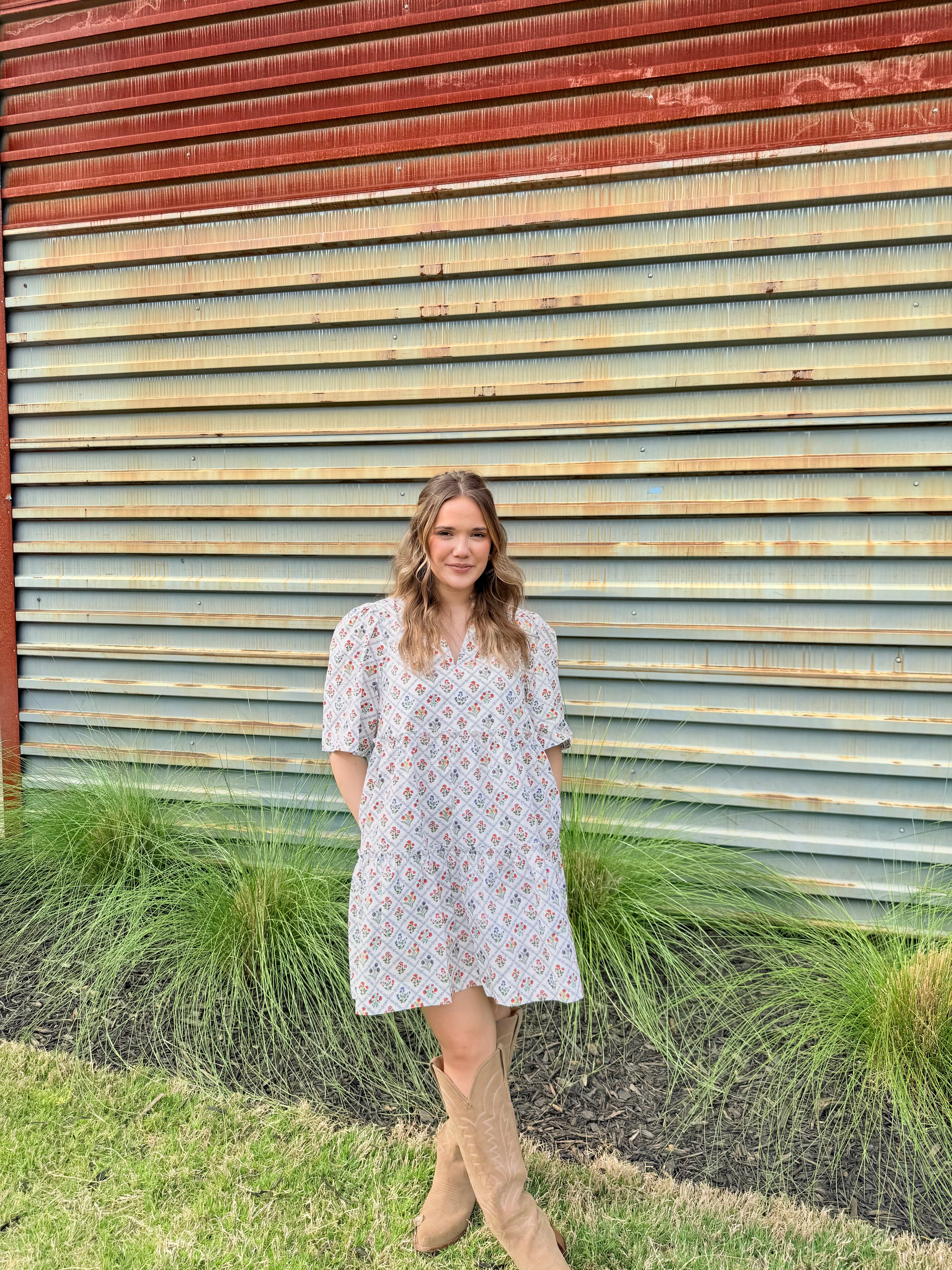 Lara Floral Dixie Split Neck Shift Dress