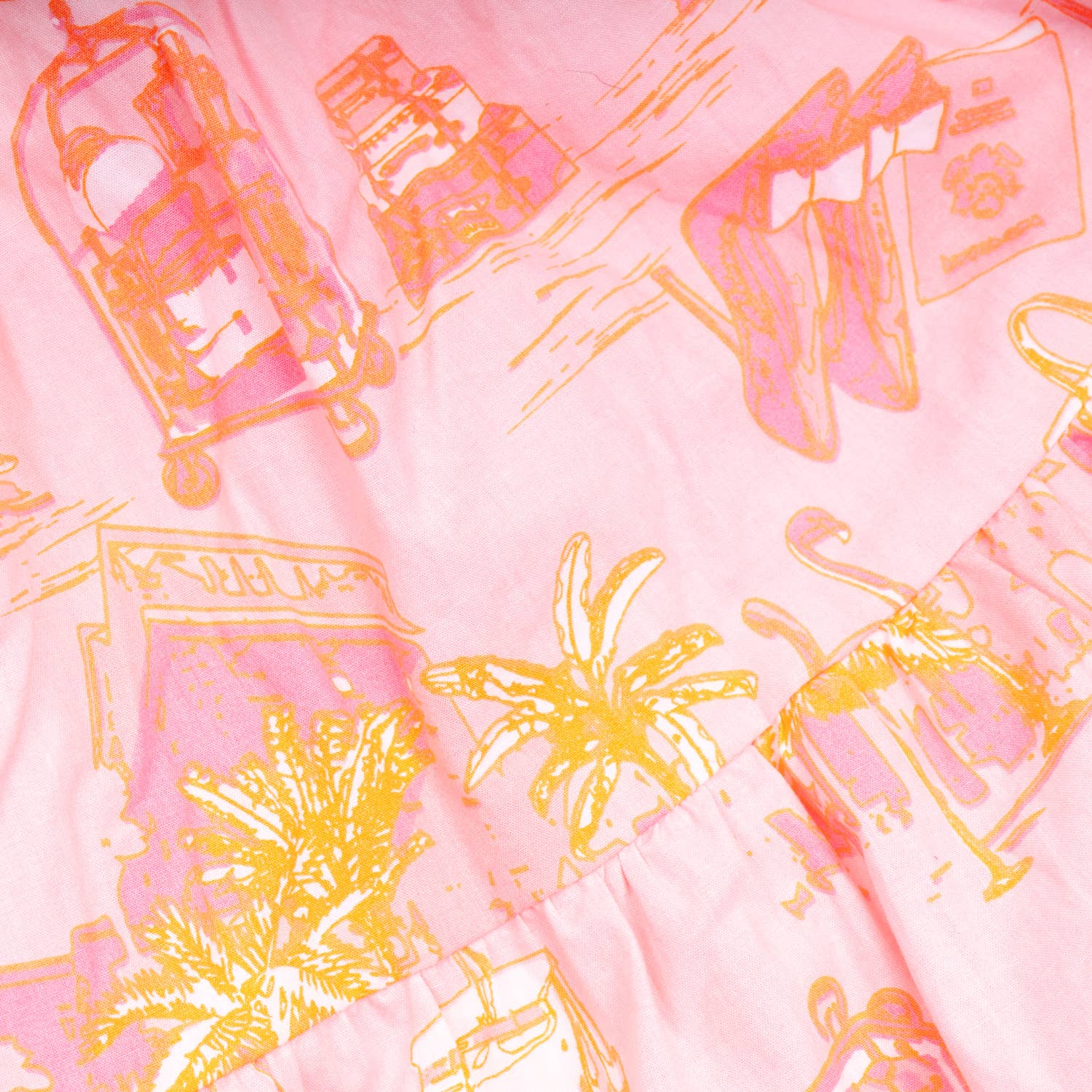 Sunset Toile Smocked Flutter Sleeve Dress
