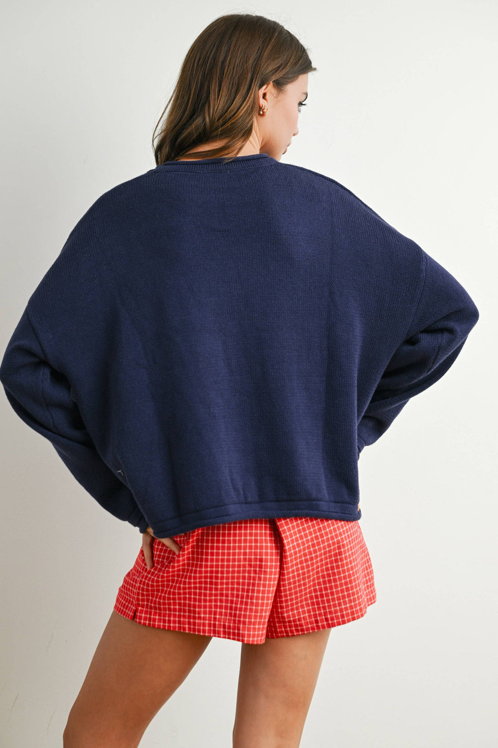 Graphic Knit Long Sleeve American flag sweater